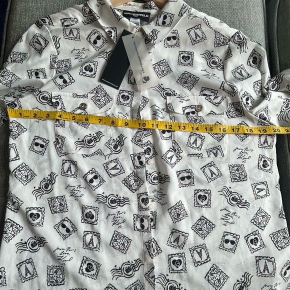 Karl Lagerfeld White Button-Up Shirt with Paris France postcard Print - Picture 7 of 8